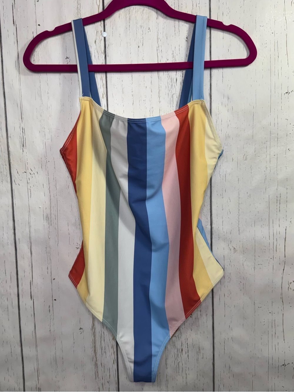 Reformation Rainbow Stripe One Piece Swimsuit Size M Coastal Beachy Resort